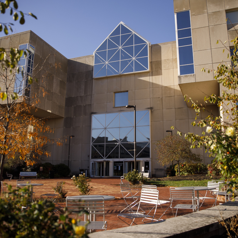 Front of University Library building at IU Indianapolis